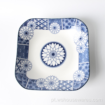 A almofada da placa do jantar da almofada de mesa da porcelana que imprime a placa quadrada